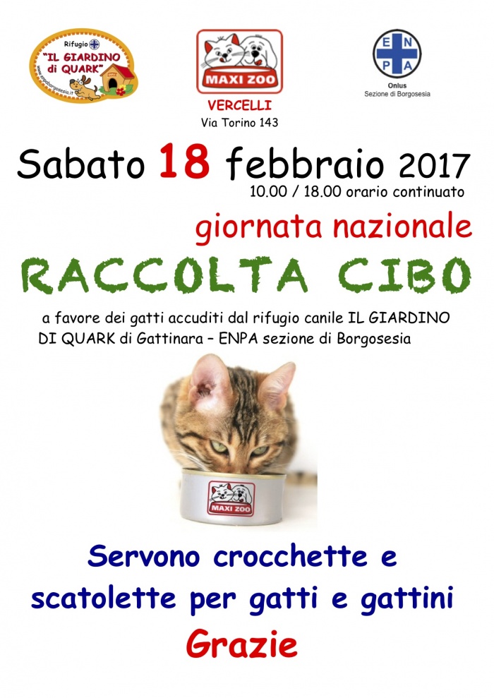 RACCOLTA CIBO AL MAXIZOO DI VERCELLI
